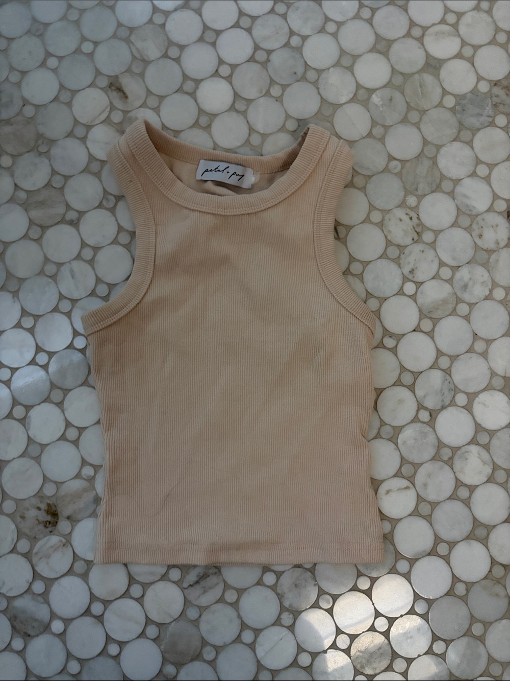 Petal & Pup Ribbed Tank Crop Top in Beige